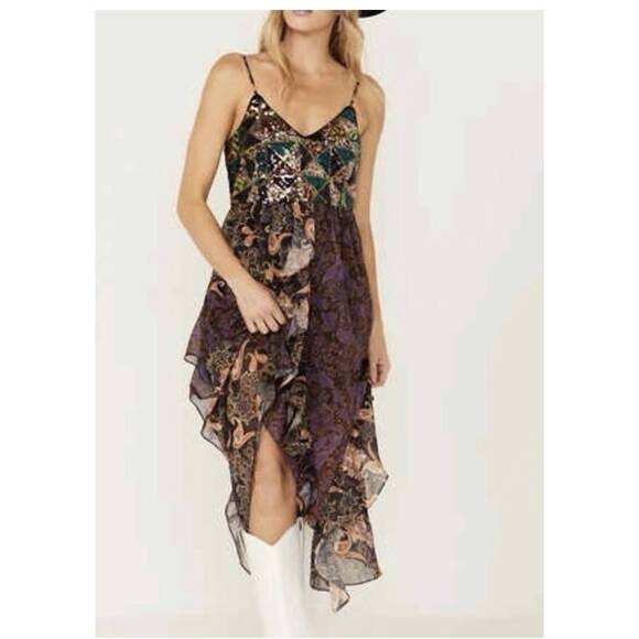 MISS ME Dresses & Skirts - NEW MISS ME mixed patch dress in purple sequin